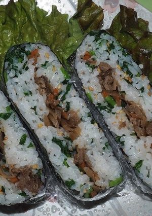 菜飯ときんぴらのおにぎらず-レシピのメイン写真