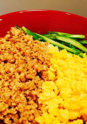 卵ふんわり♡基本の三色丼-レシピのメイン写真