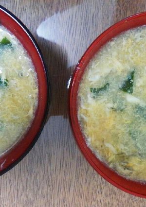 お椀２杯分包丁なし中華ワカメ卵スープ-レシピのメイン写真