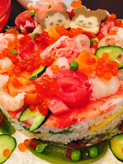 ひな祭りやお祝いに♪華やかケーキ寿司-レシピのメイン写真