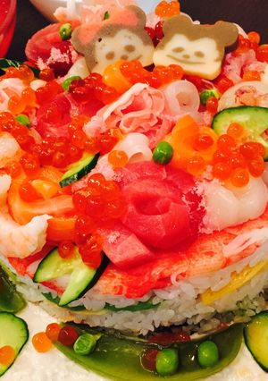 ひな祭りやお祝いに♪華やかケーキ寿司-レシピのメイン写真