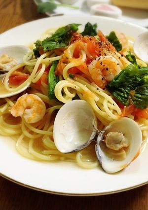 ハマグリと菜の花のスープスパゲティ-レシピのメイン写真