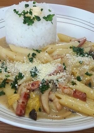 カップスープで簡単クリームパスタランチ-レシピのメイン写真