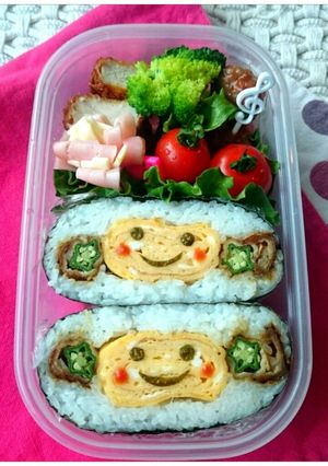 簡単キャラ弁☆スマイル卵焼きおにぎらず★-レシピのメイン写真