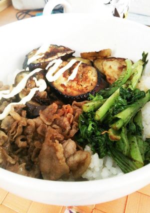 なすと豚肉の甘辛丼-レシピのメイン写真