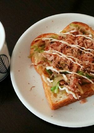 簡単☆野菜たっぷりお好み焼きトースト-レシピのメイン写真