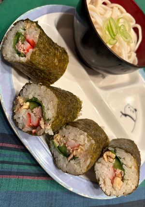 節約旨巻き寿司&うどんセット-レシピのメイン写真