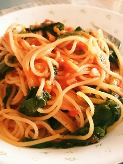 トマトとほうれん草のパスタ-レシピのメイン写真