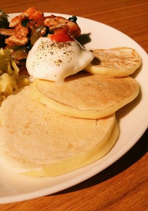 卵 砂糖無し！ふわふわ食事パンケーキ-レシピのメイン写真