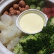 土鍋で豆腐入りチーズフォンデュ