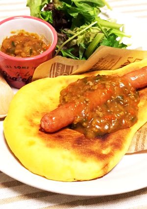 カレーの残りで☆ソーセージカレーナン-レシピのメイン写真