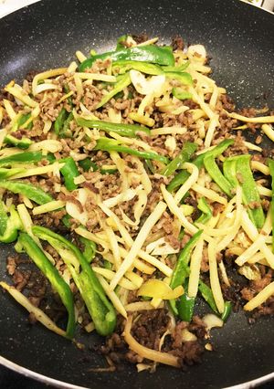 ピーマンと筍と挽肉の甘辛炒め-レシピのメイン写真