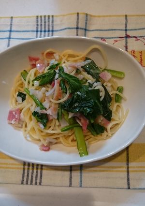 小松菜とベーコンのペペロンチーノ★-レシピのメイン写真