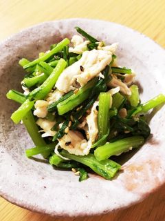 ◎副菜 春菊とささ身の胡麻味噌和え-レシピのメイン写真