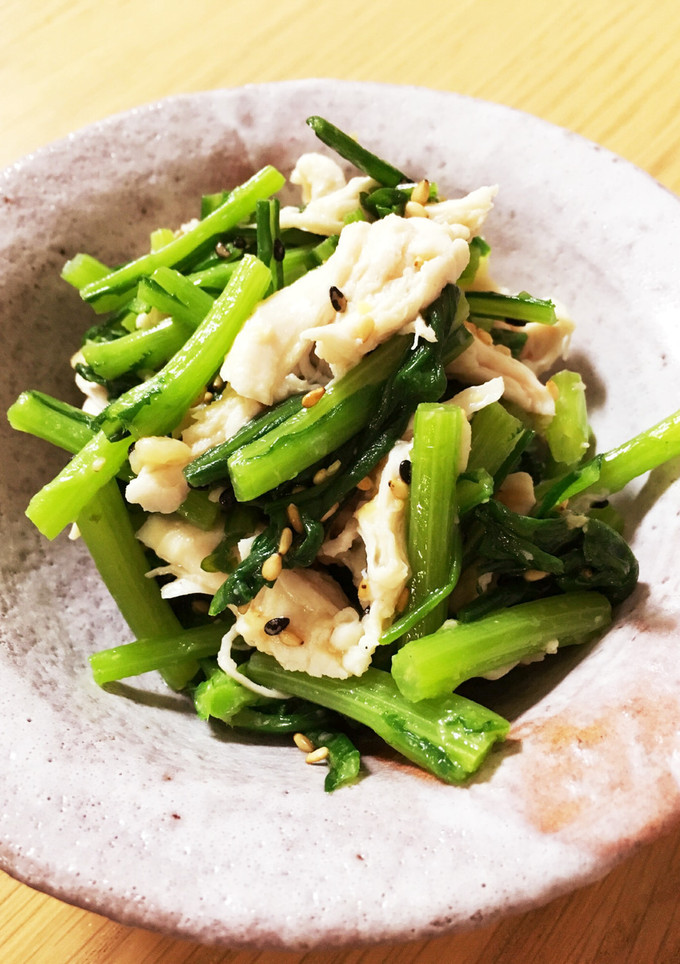 ◎副菜 春菊とささ身の胡麻味噌和え-レシピのメイン写真