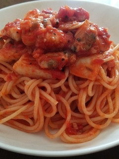 シーフードミックスでトマトと魚介のパスタ-レシピのメイン写真