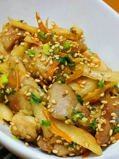 鶏もも肉とごぼうの南蛮酢炒め-レシピのメイン写真