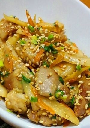 鶏もも肉とごぼうの南蛮酢炒め-レシピのメイン写真
