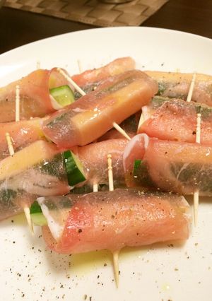 【低糖質おつまみ】きゅうりの生ハム巻き-レシピのメイン写真
