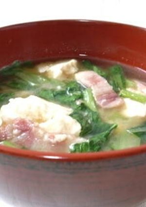 美肌☆簡単　豆腐と小松菜の炒め味噌汁-レシピのメイン写真