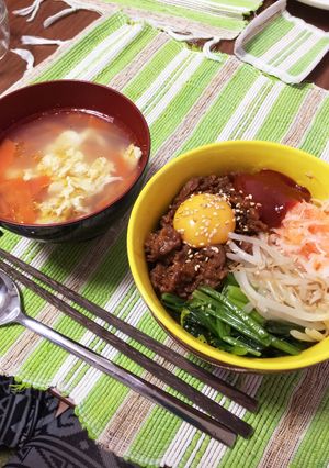 簡単手抜きビビンバ余ったナムルお弁当に♡-レシピのメイン写真