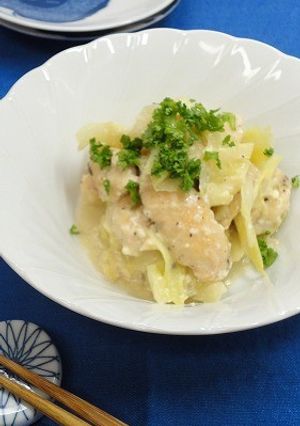 鶏胸肉とキャベツの豆腐ソース煮-レシピのメイン写真