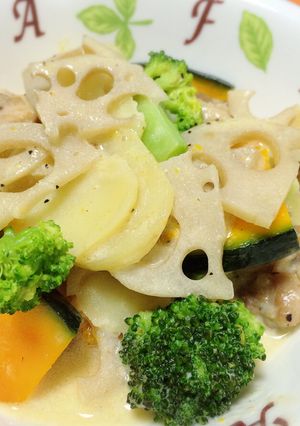 彩り野菜と鶏肉のクリーム煮-レシピのメイン写真