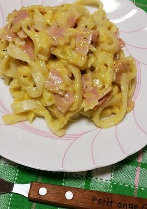 濃厚もちもちうどんカルボナーラ♡-レシピのメイン写真