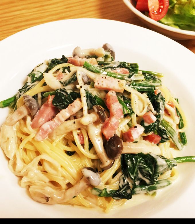 ベーコンとほうれん草のクリームパスタ-レシピのメイン写真