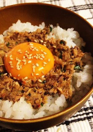 節約♪トロたま♡旨辛鯖缶リメイク丼-レシピのメイン写真