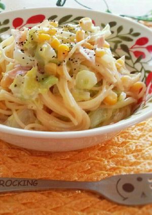 フライパンde春キャベツのクリームパスタ-レシピのメイン写真
