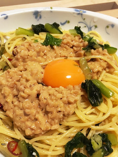 納豆と野沢菜のパスタ-レシピのメイン写真