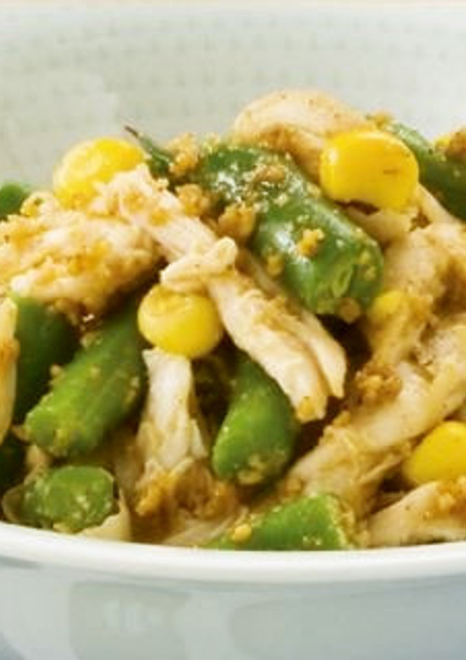 いんげんと蒸し鶏のごまあえ-レシピのメイン写真