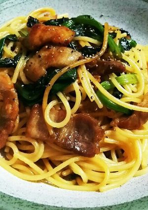 豚ばら肉ガッツリ和風パスタ-レシピのメイン写真