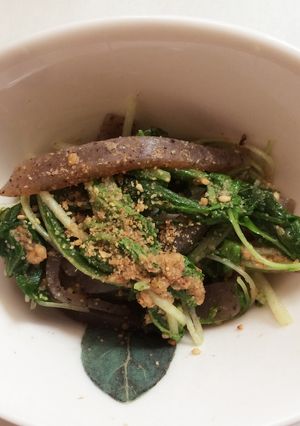 ヘルシー惣菜★水菜とコンニャクのごま煮★-レシピのメイン写真