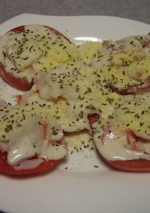 レンジ料理 - スライストマトの温サラダ-レシピのメイン写真