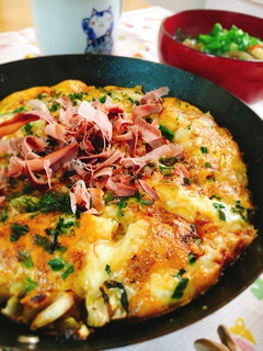 卵とチーズの粉なしお好み焼き-レシピのメイン写真