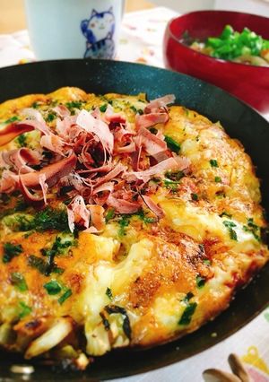 卵とチーズの粉なしお好み焼き-レシピのメイン写真