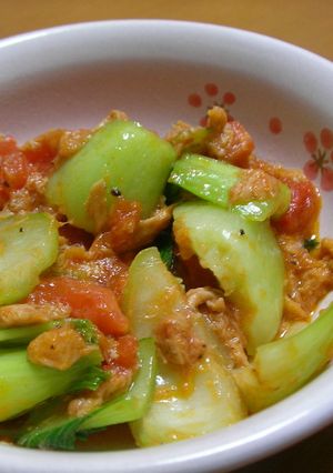 チンゲン菜とトマトとツナの炒め物-レシピのメイン写真