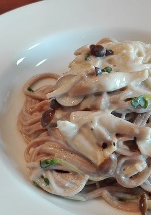 絶品！味噌が隠し味のクリームパスタ風蕎麦-レシピのメイン写真
