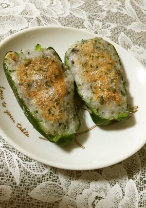 蓮根とはんぺんのピーマン詰め-レシピのメイン写真