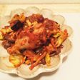 茄子と手羽元のピリ辛トマト炒め