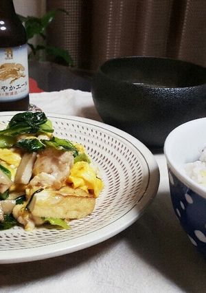 鶏肉、チンゲン菜、エリンギの中華卵炒め-レシピのメイン写真