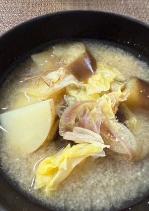 好きな野菜具沢山のお味噌汁、精進6日目⛩️-レシピのメイン写真