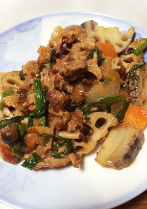 パパっとできるレンコンと豚肉の炒め物-レシピのメイン写真
