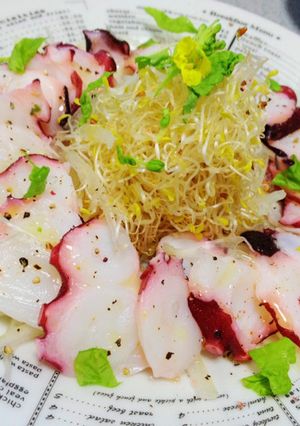 菜の花を散らした蛸のカルパッチョ♡-レシピのメイン写真