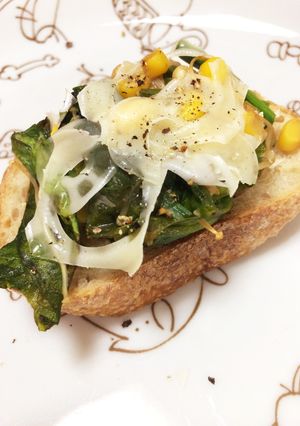 ほうれん草のソテーでオープンサンド-レシピのメイン写真