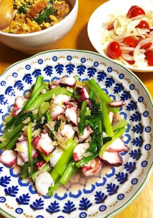 簡単＊小松菜とタコのペペロンチーノ＊-レシピのメイン写真