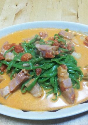糖質ゼロ麺!トマトクリームパスタ-レシピのメイン写真