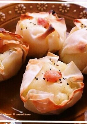 シュウマイの皮で♪ウインナーポテト巻き-レシピのメイン写真